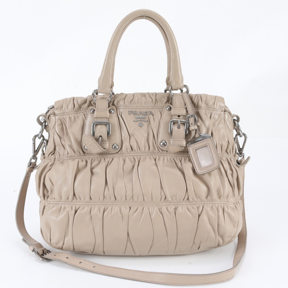 Prada Gathered Leather 2-Way Shoulder Bag, Handbag, Crossbody Bag for Women